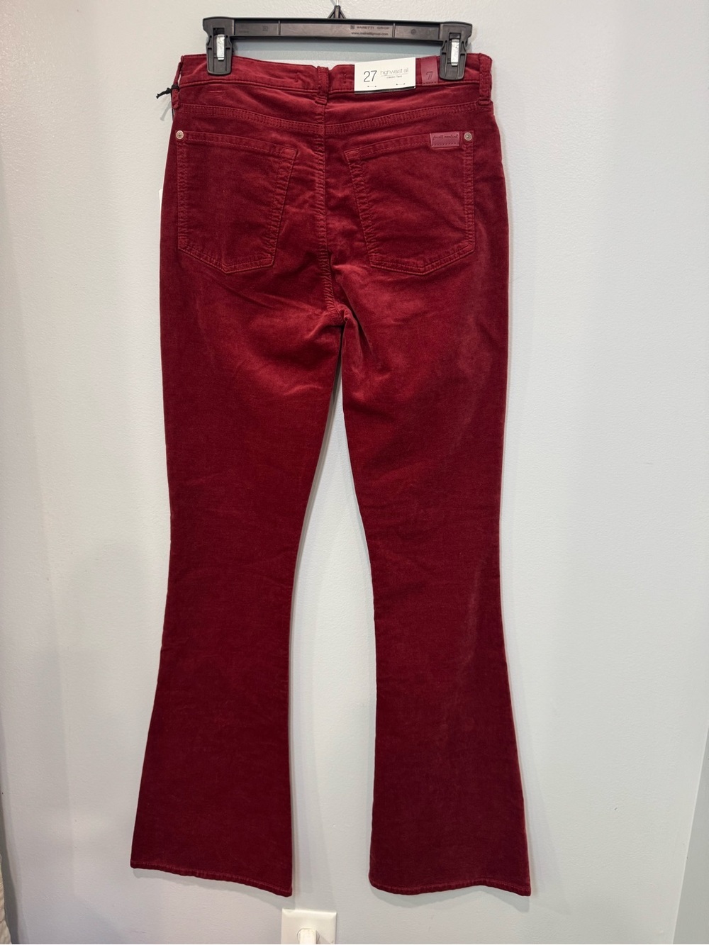 7 For All Mankind Classic Flare Jeans Womens 27 Red Velvet High Rise Ali NWT - Picture 2 of 16